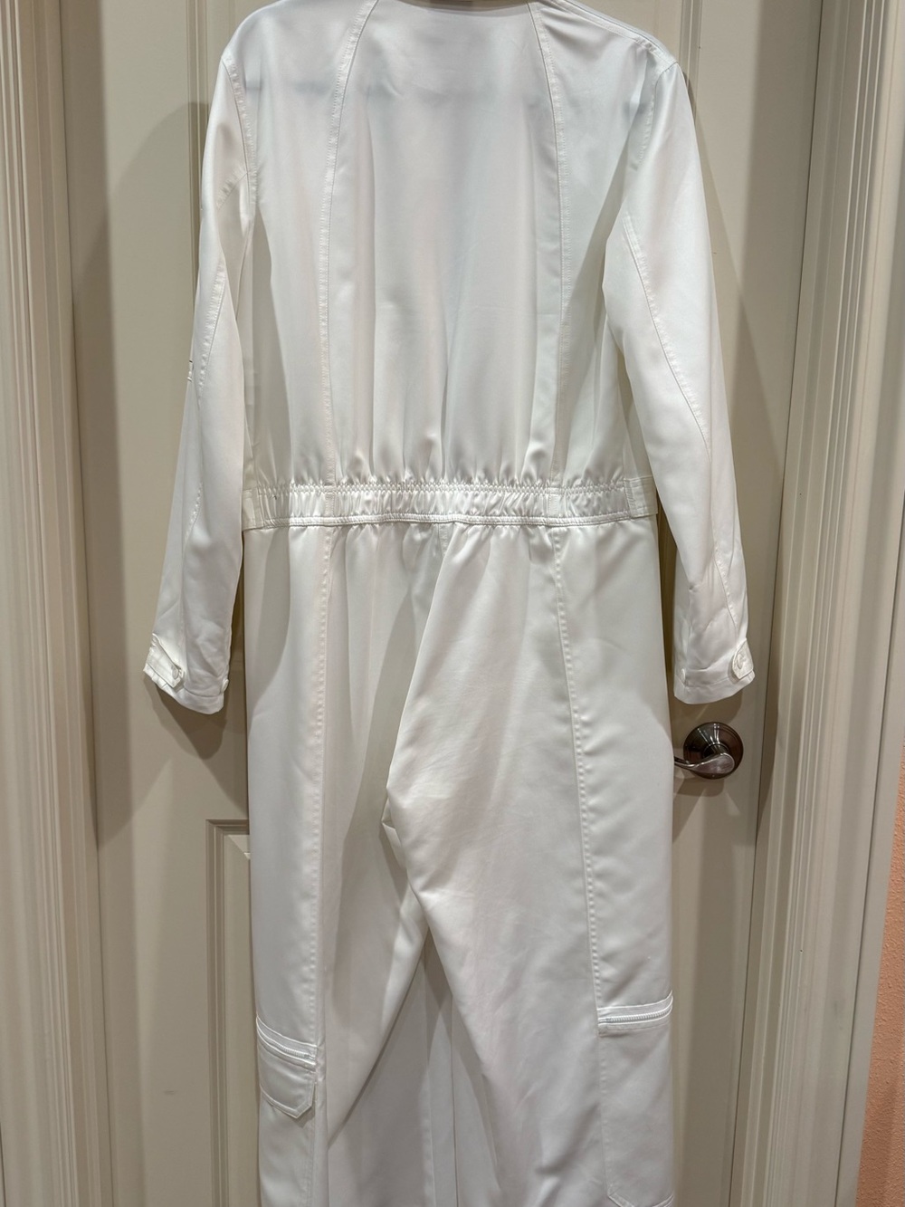 Jordan White Jumpsuit with Gray Accents - Picture 2 of 5